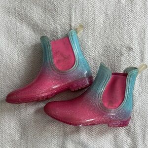 Glitter Ombre Pink and Teal Rain Boots